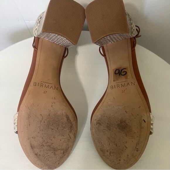 Alexandre Birman Snakeskin Leather Open Toe Strappy Block Heel Shoes Sandal 6.5 - Picture 13 of 13